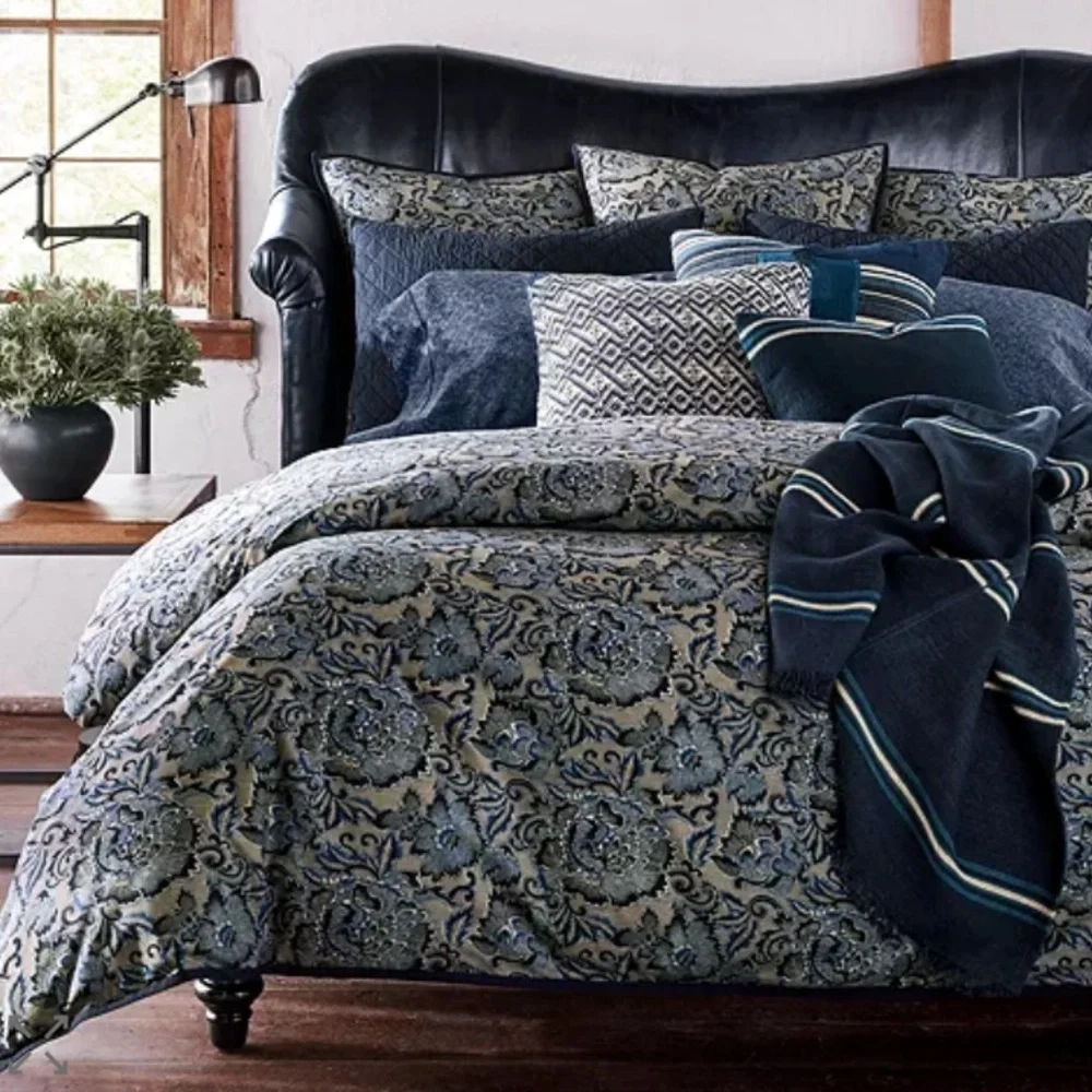 Ralph Lauren Stover Patchwork Decorative Pillow Cover Blue NWT 20 x 20